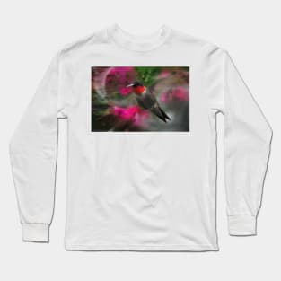 Hummingbird with Pink Long Sleeve T-Shirt